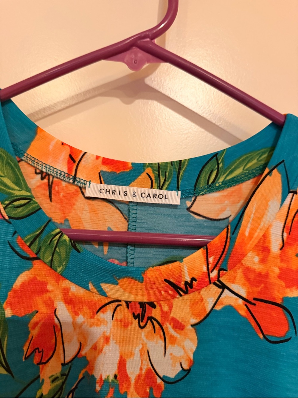 Chris and Carol Size Medium tank dress with Pockets in Green with flowers EUC - Picture 2 of 5